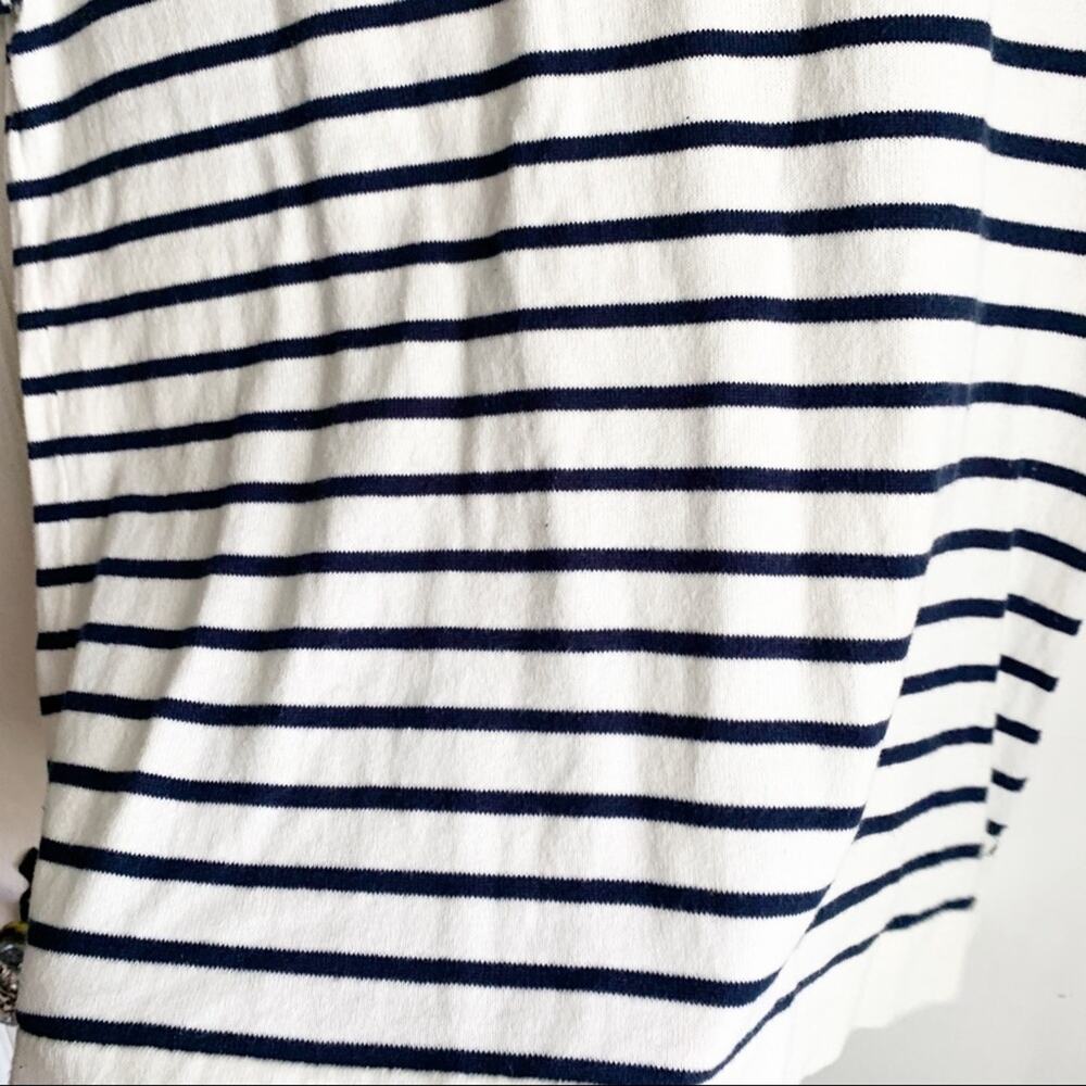 J. Crew Factory Embellished Lightweight T-Shirt Sweater Striped Floral Accent S - Picture 5 of 11